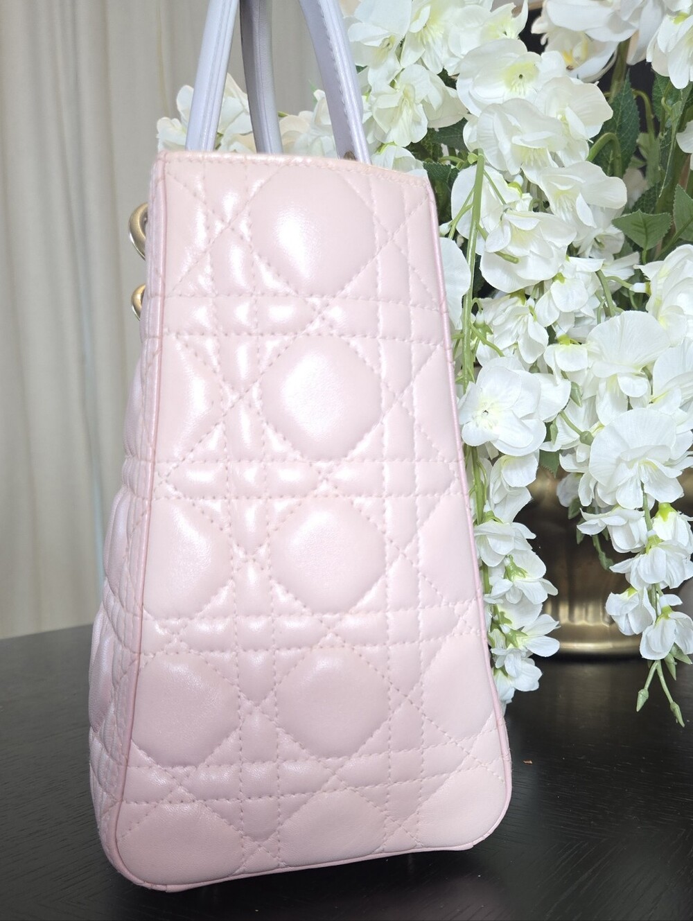 CHRISTIAN DIOR Lambskin Cannage Medium Tri-Color Lady Dior in Rose Pale - Picture 5 of 13